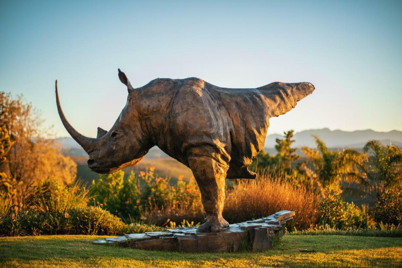 Sky Villa Boutique Hotel By Raw Africa Collection Plettenberg Bay Exterior foto The sculpture of a white rhinoceros at the entrance of the park